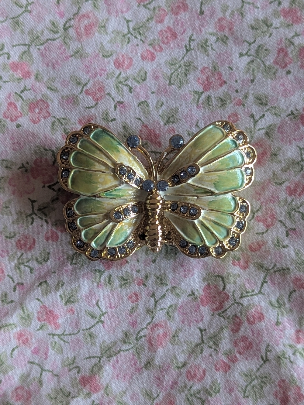 Jeweled Butterfly Trinket / Pill Box
In Green And Blue